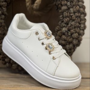 Sneaker wit steen